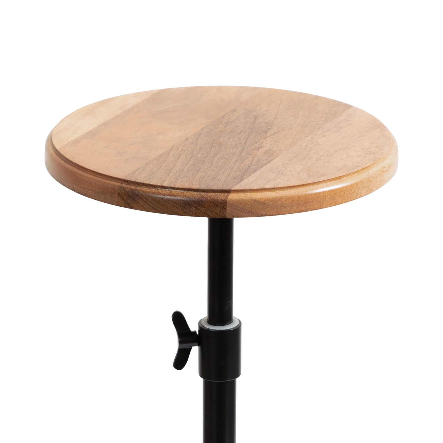 Kate and Laurel Engles Modern Adjustable-Height Pedestal Drink Table, 10 x 10 x 30, Natural Wood and Black, Transitional Round Indoor Metal Plant Stand with Solid Wood Tabletop