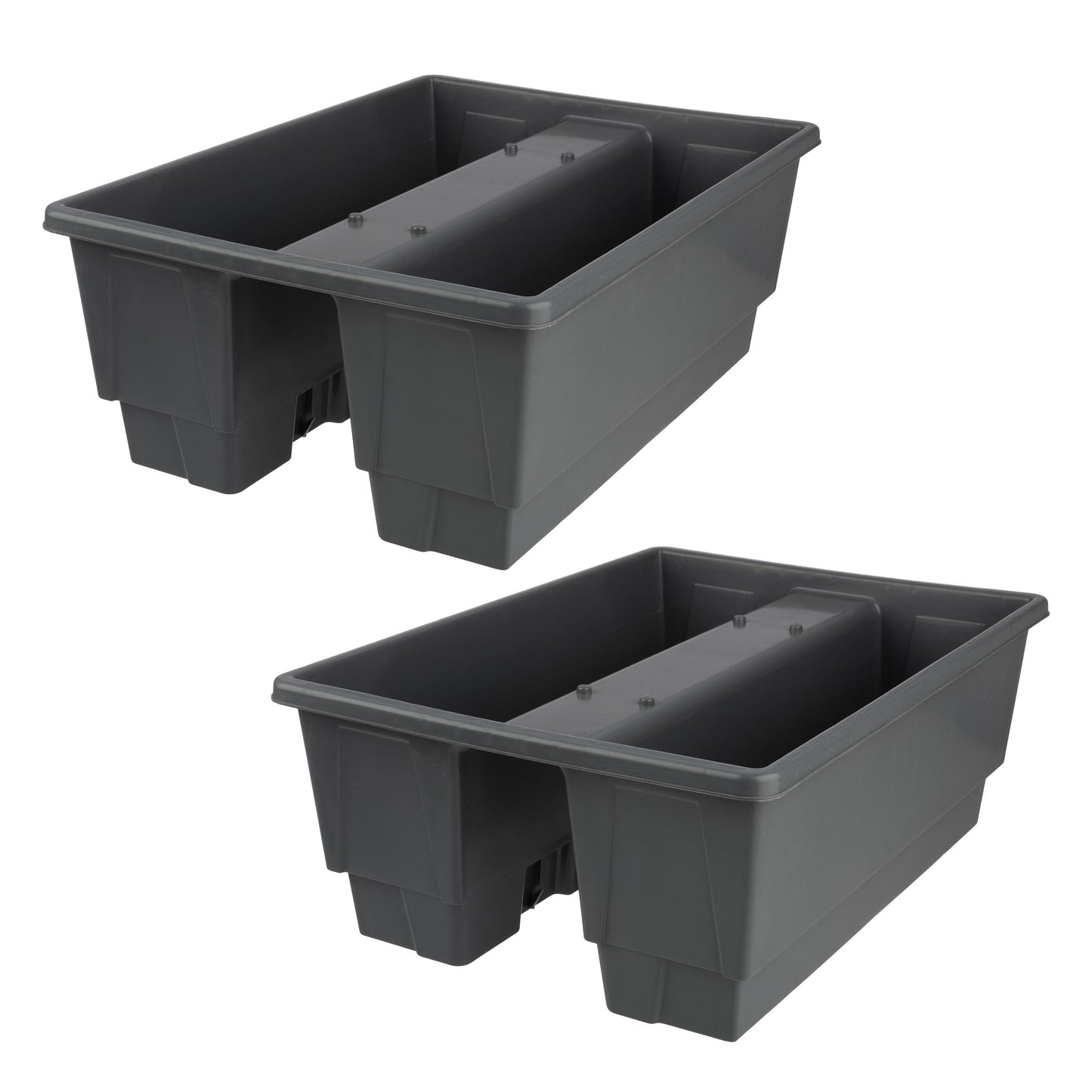 Railing Planter Box 2-Pack - 20.75-Inch Flower Boxes with Removable Drainage Inserts - 6-Gallon Outdoor Planters for Porch, Deck, or Balcony Decor, Fits Rail 3” - 4” by Pure Garden (Gray)