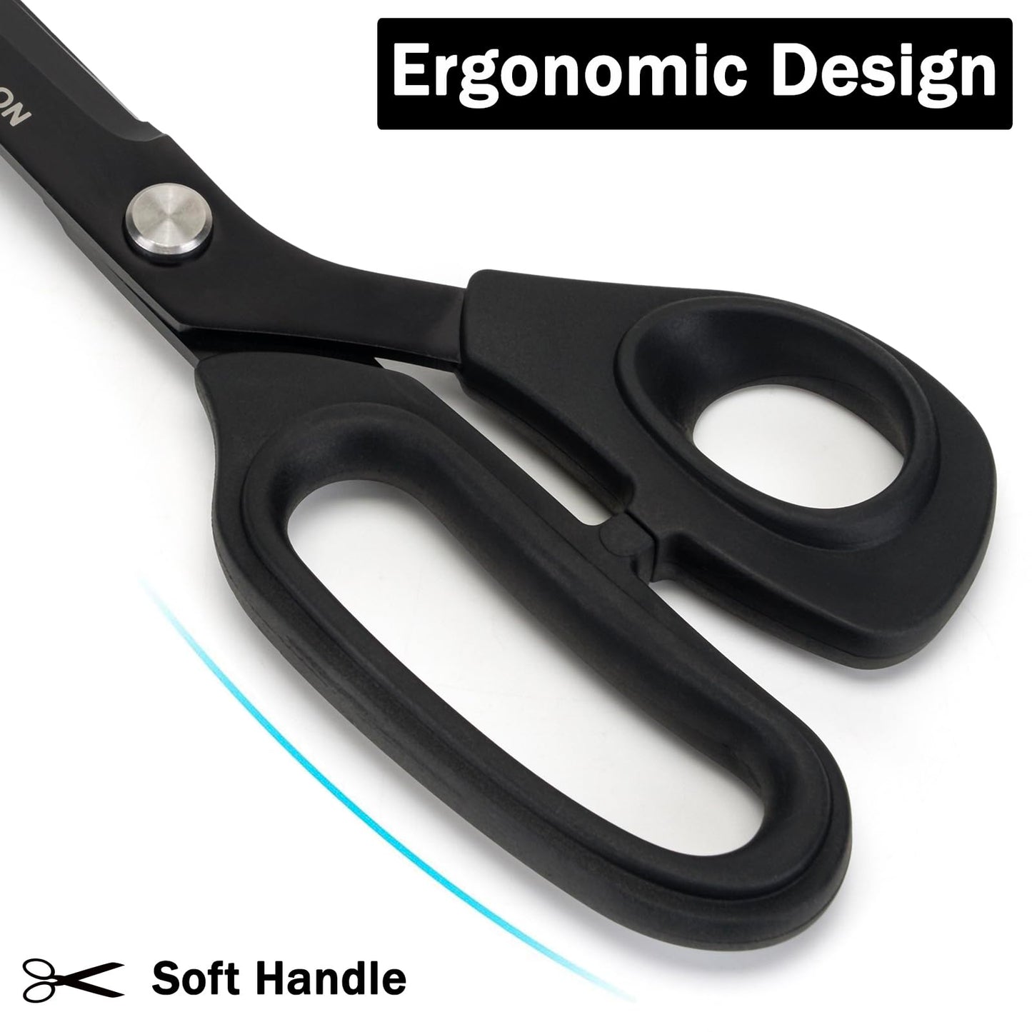 SLEMOON 10" Scissors All Purpose, Heavy Duty Premium Stainless Steel Tailor Scissors, Comfort Grip Handles for Fabric, Leather, Sewing & Crafting