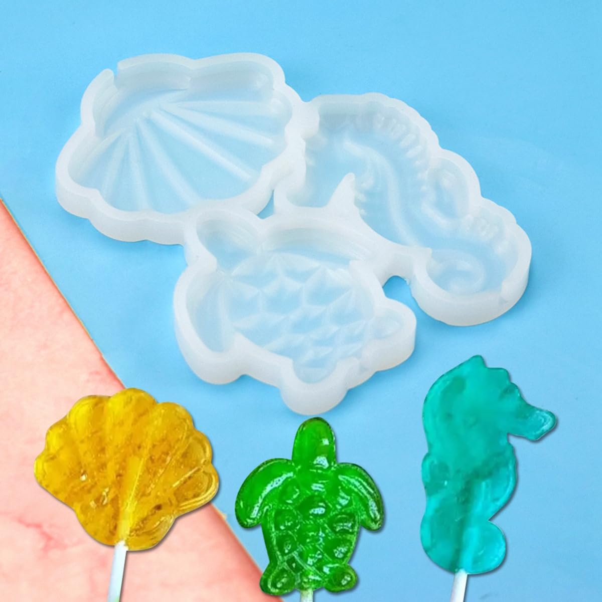 mostsom 2pcs/lot Sea Turtle Seahorse Shape Silicone Lollipop Candy Mold Homemade Kids Cake Chocolate Cookies Decorating Tools Mould Baking Pastry (E_ Turtle)