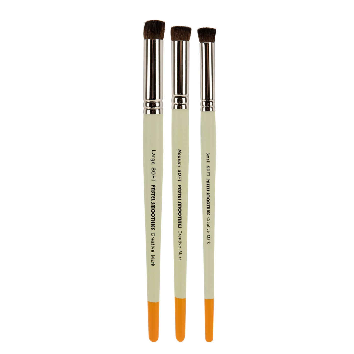 Creative Mark Pastel Smoothies Soft | Set of 3 - Paintbrush for Pastel Blending Bristle & Nylon Hair for Blending on Rough Surfaces Short Handle Lacquered Wood Handles