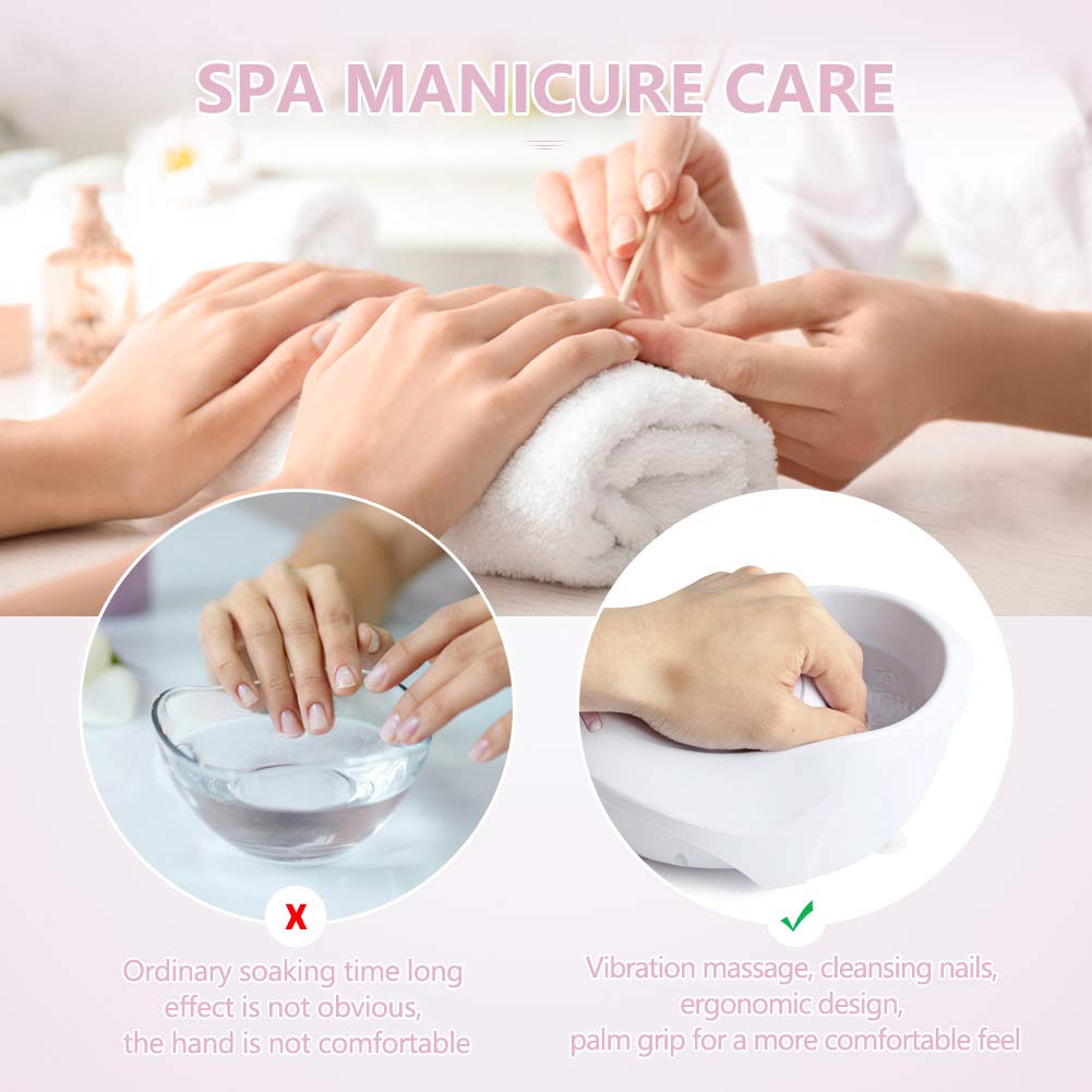 liddy art Electric Massage Nail Soaking Bowl, Manicure Hand Bowl Vibration Spa Massage Soak Soothing Relaxing Manicure Machine Soften Cuticles