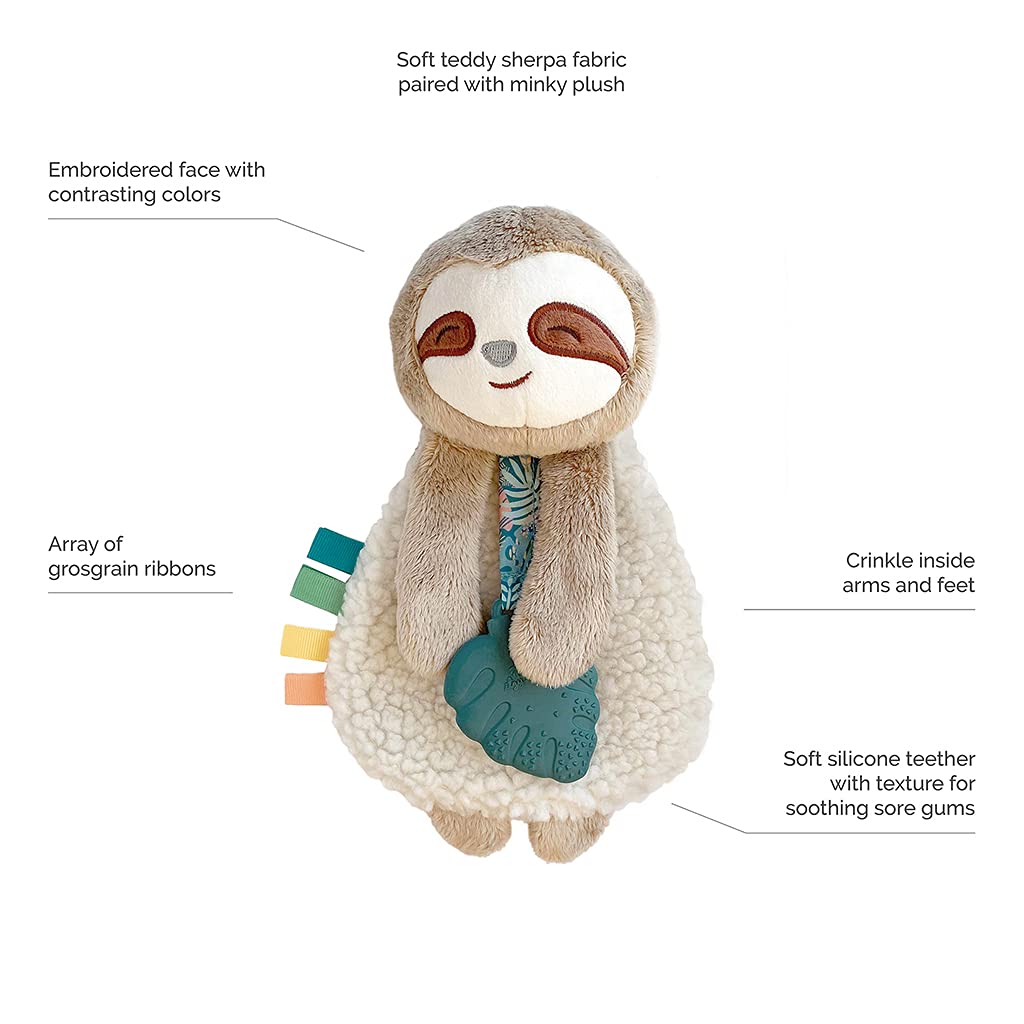 Itzy Ritzy - Itzy Lovey Including Teether, Textured Ribbons & Dangle Arms; Features Crinkle Sound & Link & Love Toy for Stroller, Car Seat or Activity Gym, Features Textured Ribbons