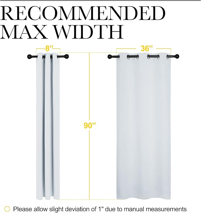 NICETOWN Room Darkening Long Curtains - Window Treatment Thermal Insulated Grommet Long Drapes for Living Room (2 Panels, 42 by 90, Greyish White)