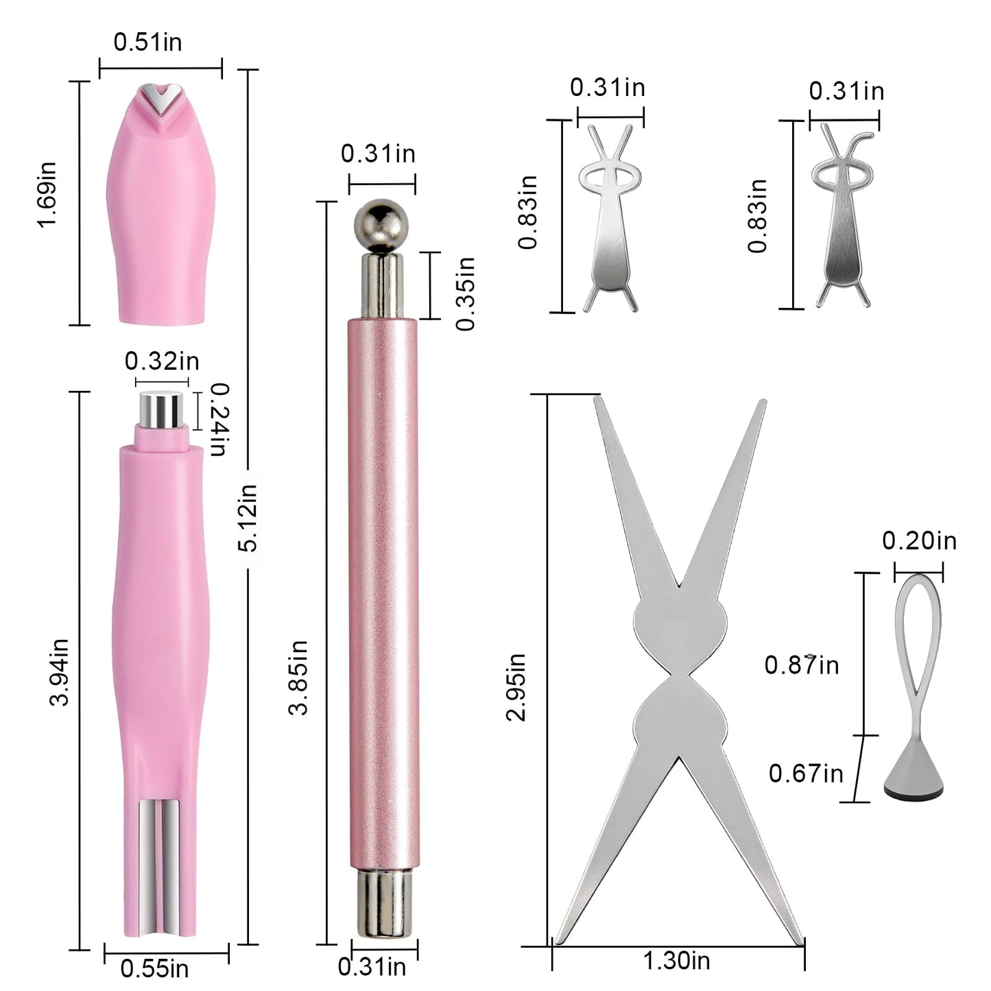 YECIRALA 2 Pcs Nail Art Cat Eye Magnets with Y&O-Shaped And Bunny Molds For Nails, 3 In 1 Versatile And Cylinder Nail Magnet Tools For Cat Eye Gel Polish Magnets, Heart, Lines & Hole Cateye Magnets