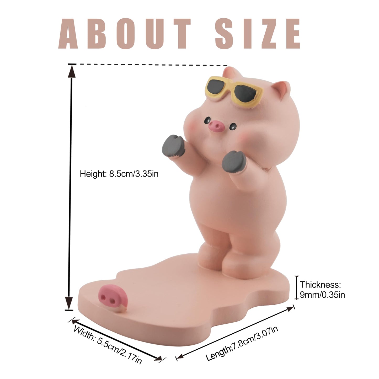 Meroqeel Cartoon Pig Cell Phone Stand for Desk, Cute Pig Strawberry Statue Phone Holder for Lovely Women Girls, Desktop Animal Figurine Mount for iPhone iPad Office Tablet Accessories Gifts, Pink