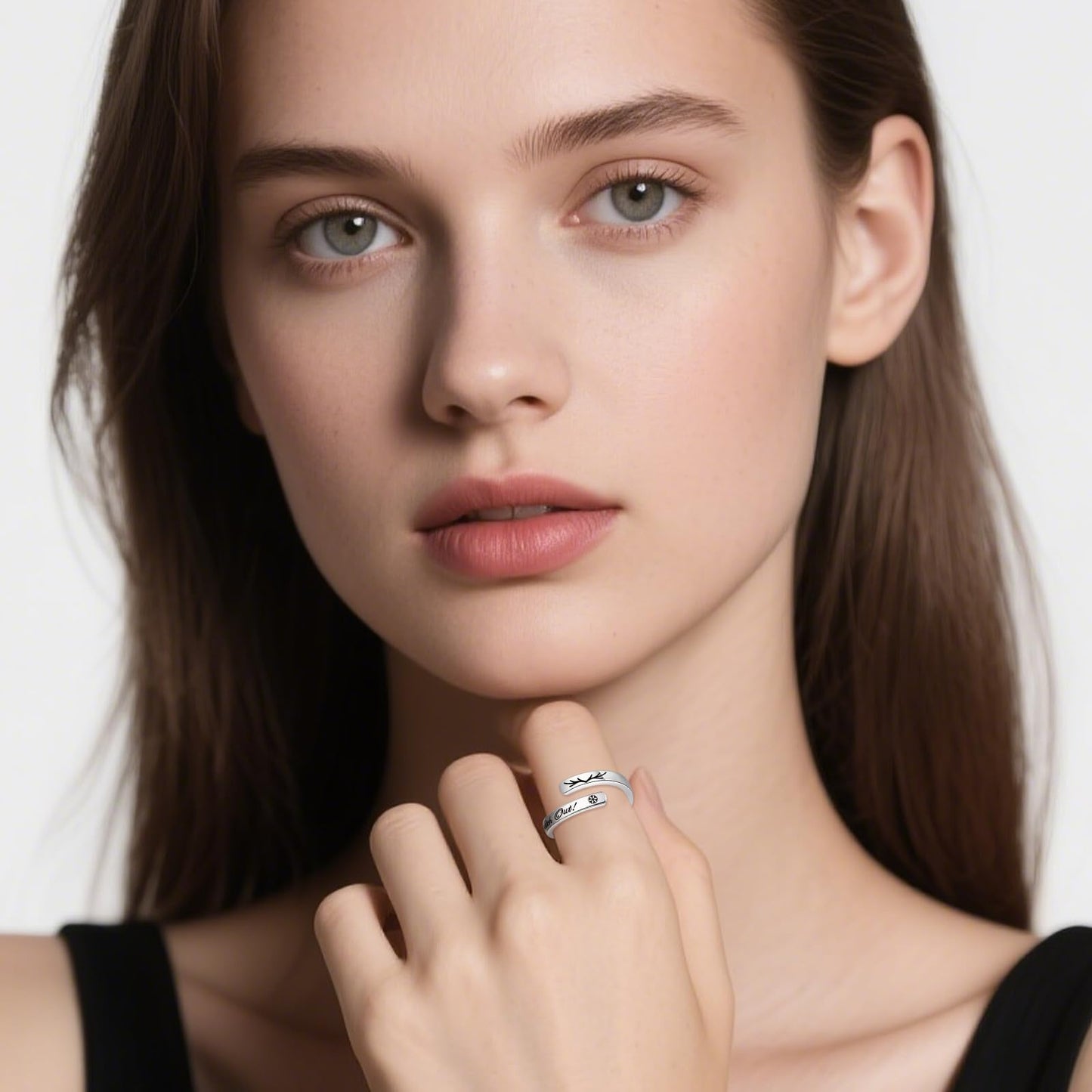 JXJL S925 Sterling Silver Inspirational Jewelry Rings Adjustable Ring Personality Encouragement Gift for Teens Women