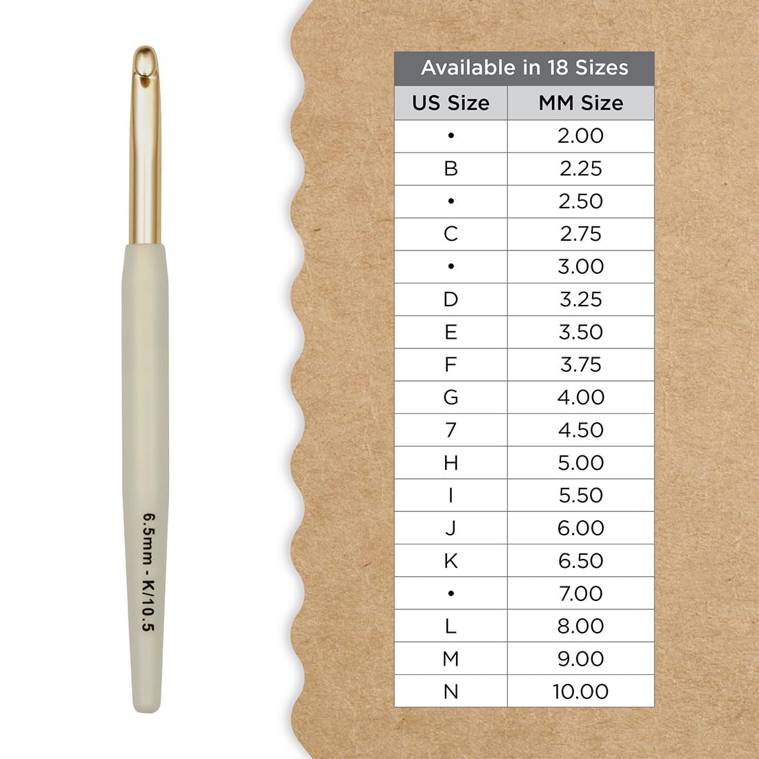 Knitter’s Pride Pearl Aluminum Crochet Hook – US Size K (6.5mm)