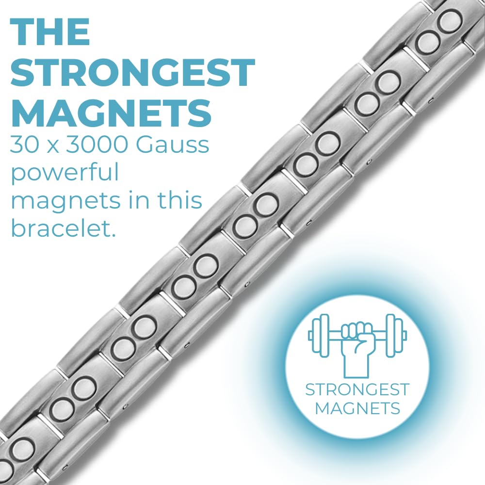 Willis Judd Double Strength Magnetic Bracelet for Men - Adjustable Length with Sizing Tool Two Tone