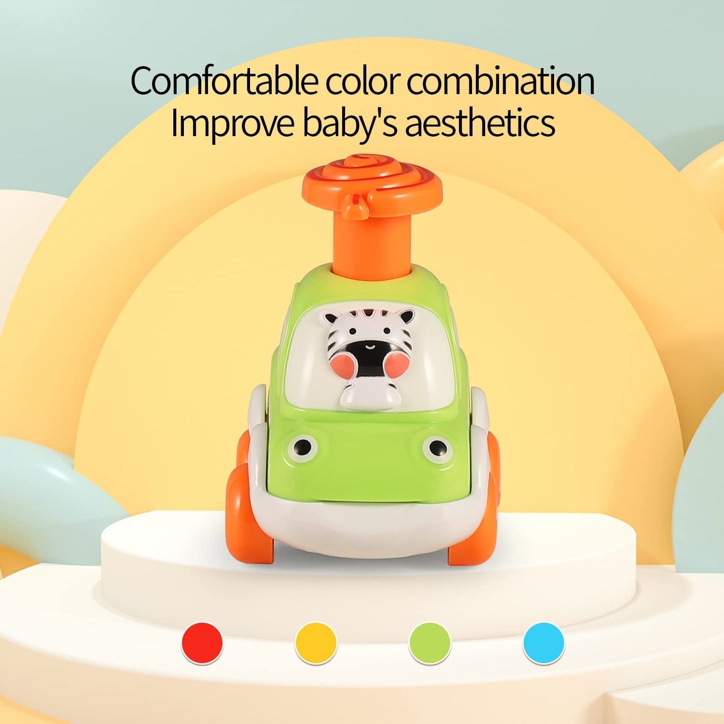 ALASOU 3 PCS Suction Cup Rotating Toys and 4 PCS Animal Car Toys for Infant and Toddlers