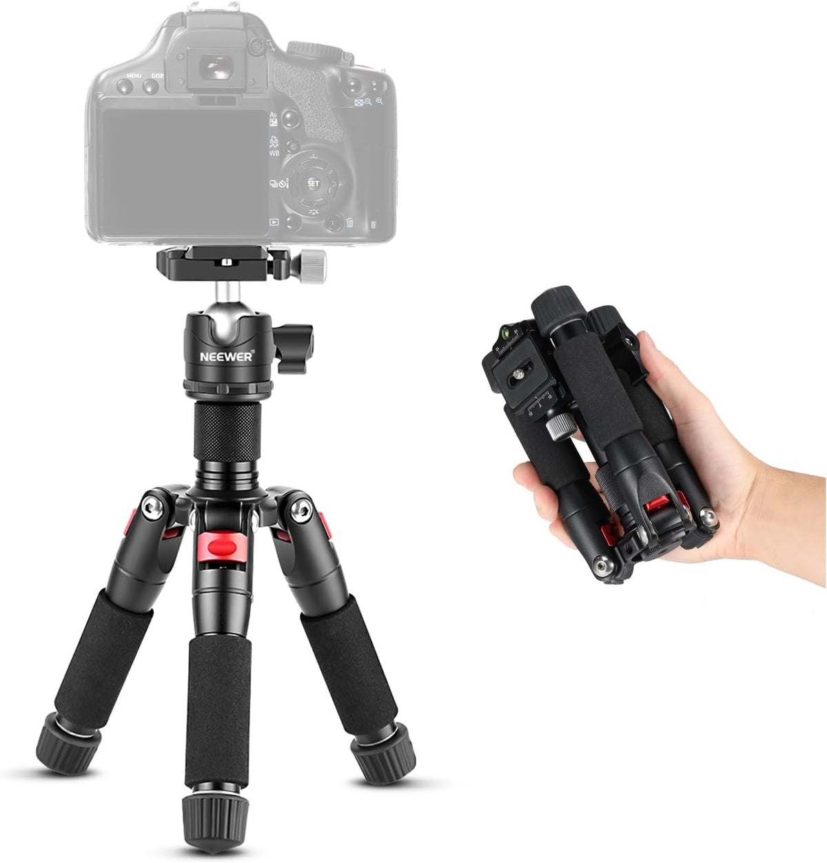NEEWER Portable Desktop Mini Tripod Aluminum Alloy 20''/ 50cm Desk Tripod with 360 Degree Ball Head, 1/4 inch Quick Shoe Plate for DSLR Camera Video Camcorder, Load up to 11 pounds/5 kilograms
