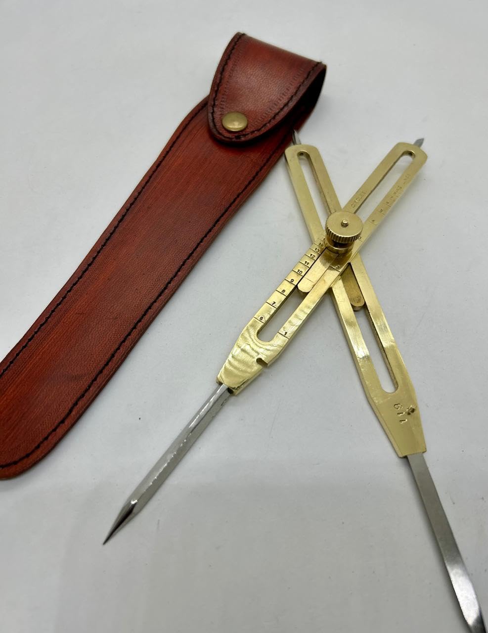Solid Brass Proportional Divider Tool 9” Drawing & Measuring Instrument with Heavy-Duty Steel Point Executive Art Gift with Leather Cover