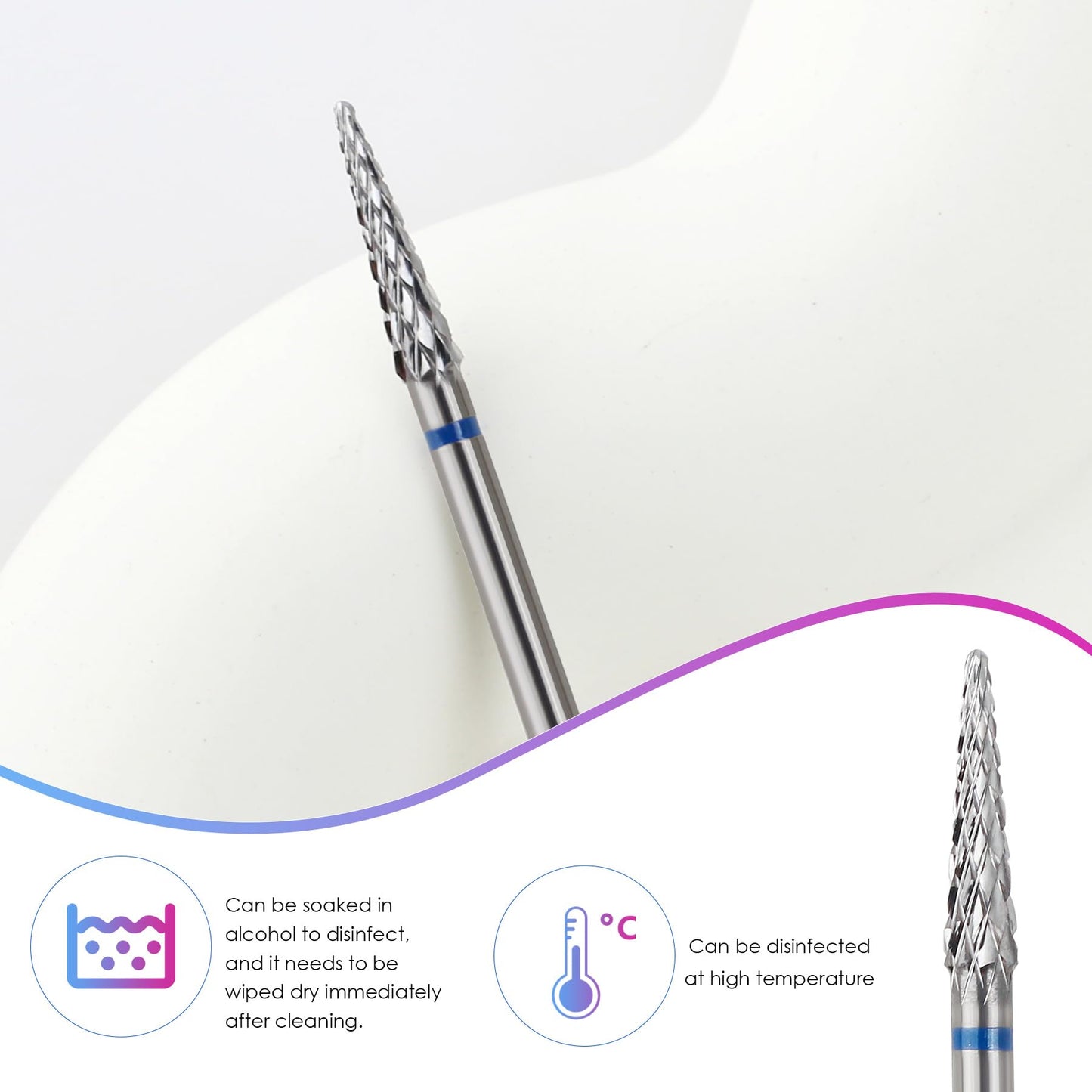 Qunzhao Tungsten Steel Nail Drill Bits, Professional Manicure Tools (03 M-Conical ball bit)