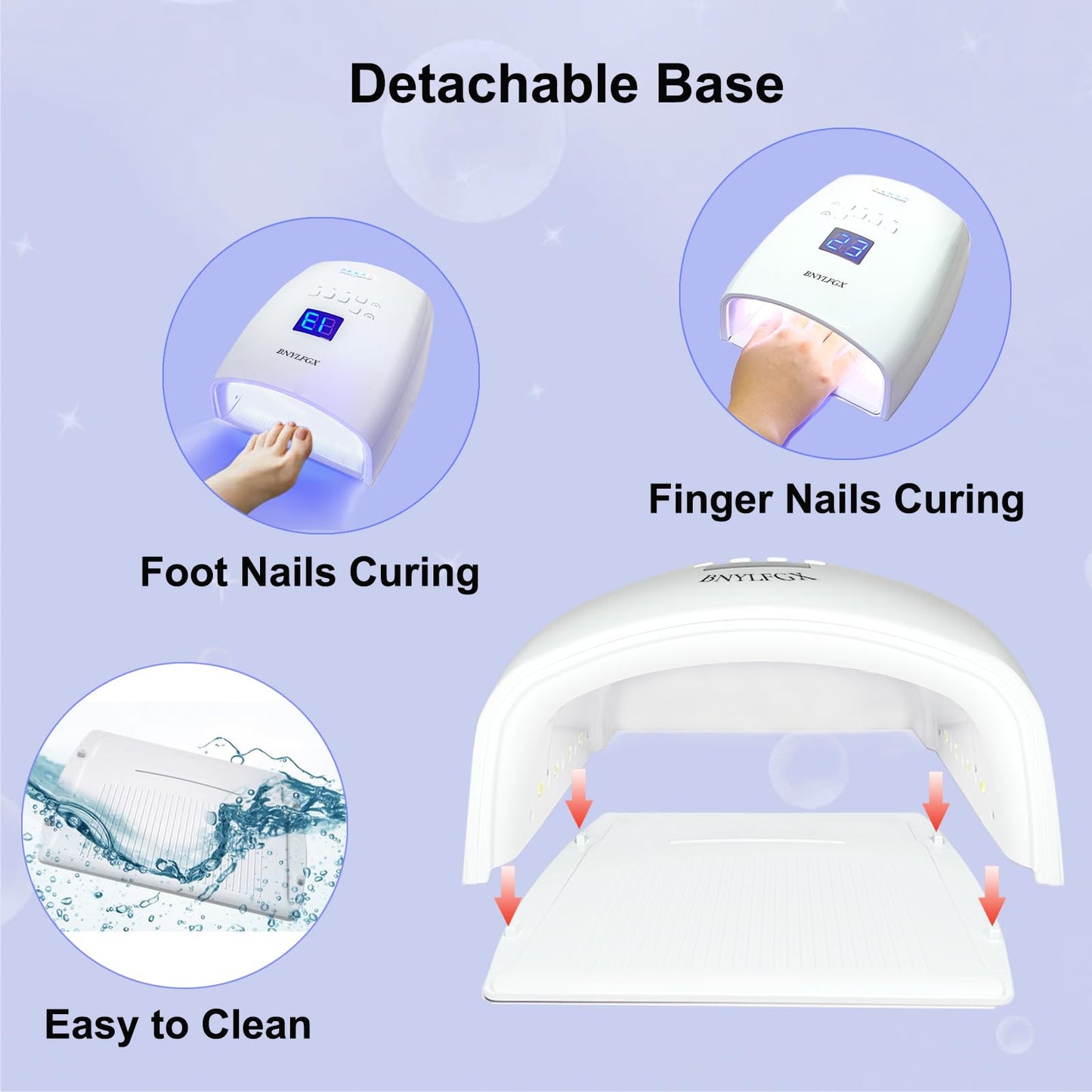 BNYLFGX UV Light for Nails, Cordless UV Nail Lamp for Gel Nails 66W, Rechargeable LED Nail Dryer with 5 Timer Setting Auto Sensor Fast Nail Light Curing Lamp for Salon & Home, White