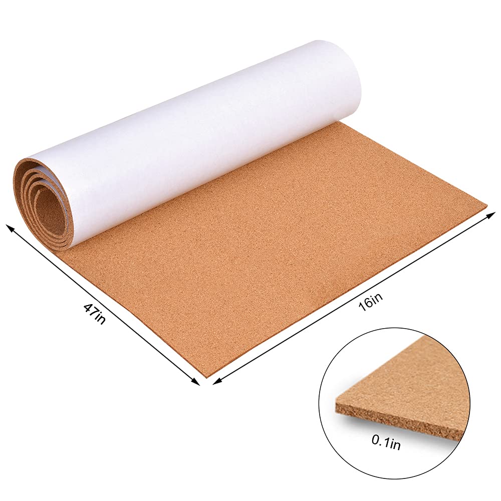 YCCYYCCY 3mm Self-Adhesive Cork Board Roll, 1/8" Thick Cork Boards for Walls, 40 x 120cm/ 47"x16" Cork Board Roll for Office, Home, School(3mm, 40x120cm)