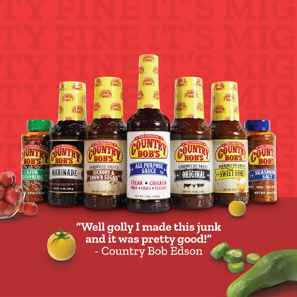 Country Bob's Seasoning & Rub Variety Pack - Includes All Purpose, Original BBQ and Sweet Honey BBQ Sauce, Seasoning Salt and Marinade