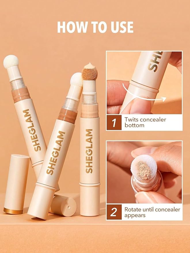 SHEGLAM Complexion Boost Concealer Sponge-Head Applicator Matte Liquid Concealer Long Lasting Brightening Color Corrector Weightless All-Day Long Lasting Hydrating Concealer-Linen
