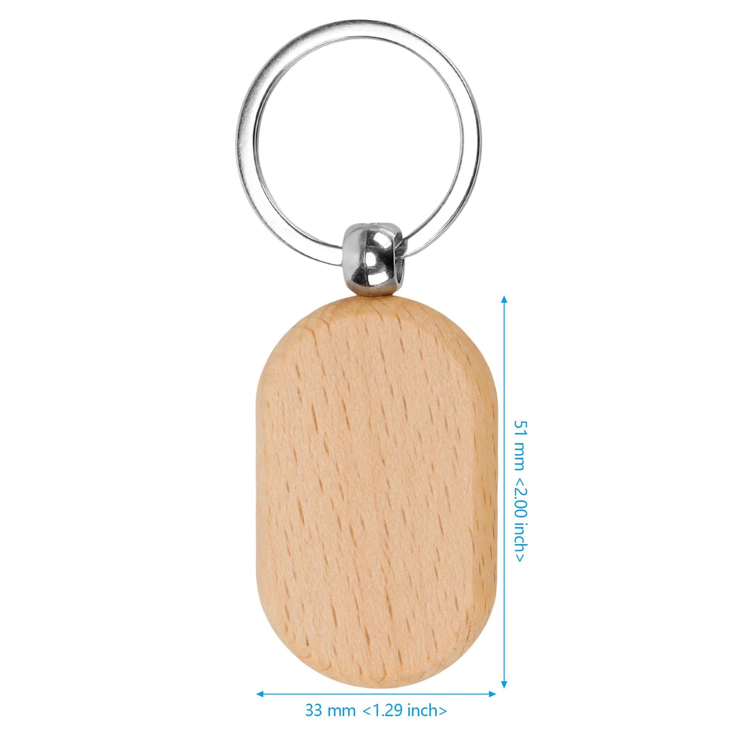 SEHOI 100 Pieces Unfinished Wooden Keychain Blanks,Wood Key Rings Bulk for Laser Engraving and DIY Craft Gift Making,Rectangular