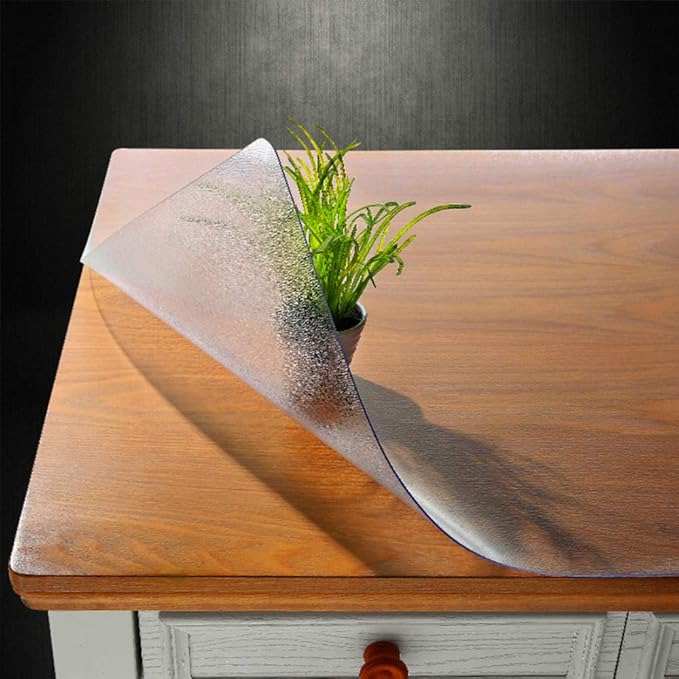 NECAUX Custom 20 x 39.4 Inch Frosted Desk Cover, 1.5mm Thick Plastic Pad, Table Cover for Computer & Side Table