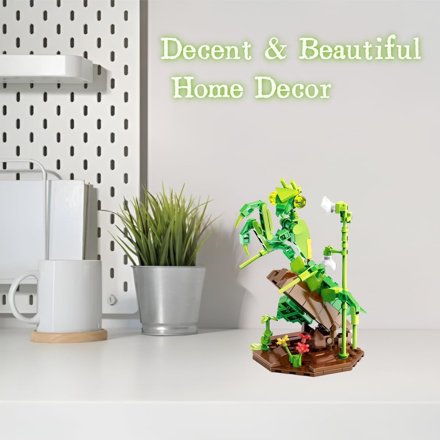 WULOBOOI Ideas Insect Collection Toy Building Sets, Chinese Mantis with Flowers Nature Display Models for Home Decor, Fun Bug Gift for Animals Lovers Woman Teens Adults