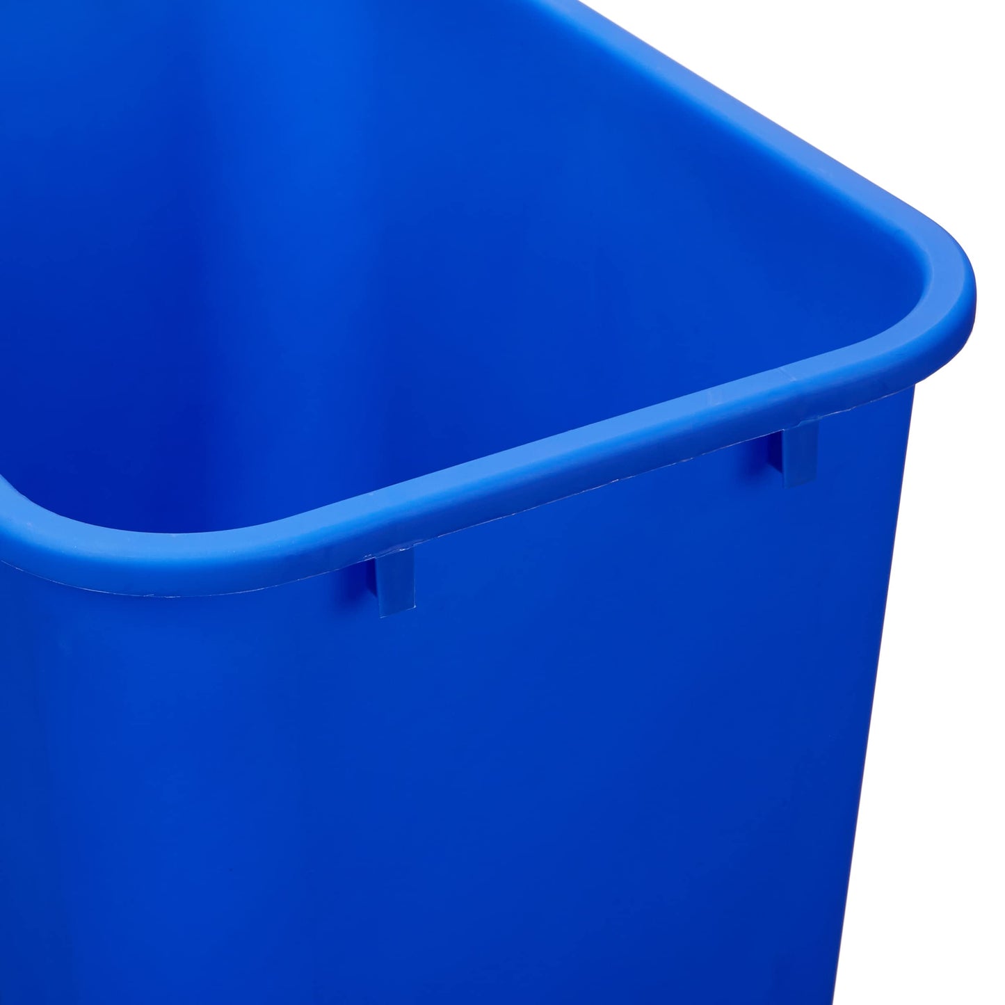 Amazon Basics Rectangular Commercial Office Wastebasket, Easy to Clean, Lightweight, 10 Gallon, Blue, Recycle Logo