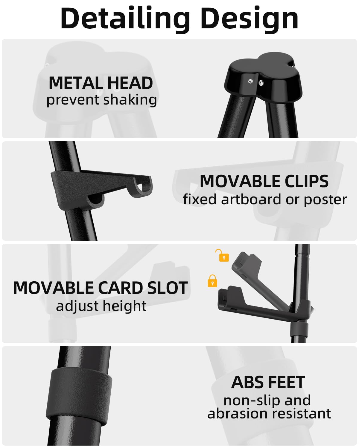 Nicpro Art Folding Easels for Display, 6 Pack 63 Inches Metal Floor Easel Stand Bulk Tripod Black Collapsible for Sign Artist Poster Wedding | with Carry Bag