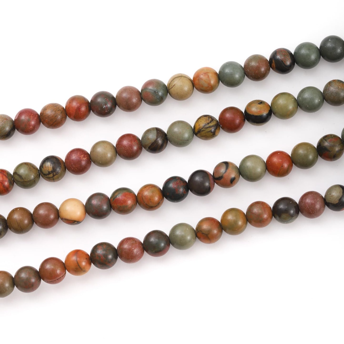 8mm 45pcs DIY Natural Picasso Stone Beads Round Healing Crystal Gemstone Loose Beads for Jewelry Making Handmade Bracelet Necklace