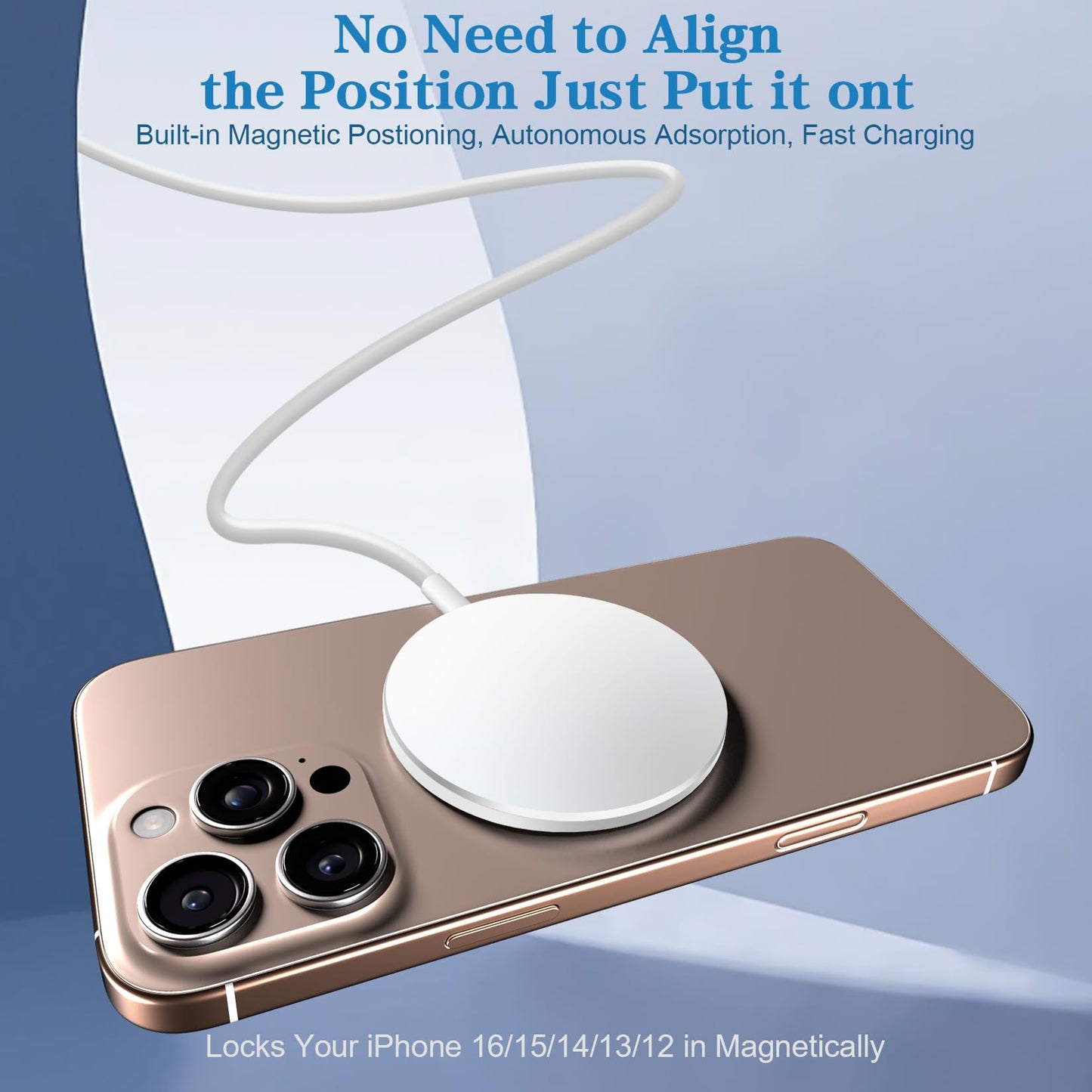 Magnetic Wireless Charger 2Pack Apple 10FT Magsafe Charger,Fast Mag-Safe Charging Wireless iPhone Charger Pad with Charging Plug for iPhone 16Pro Max/16Pro/16Plus/15Pro Max/15/14/13/12/AirPods3/Pro 2