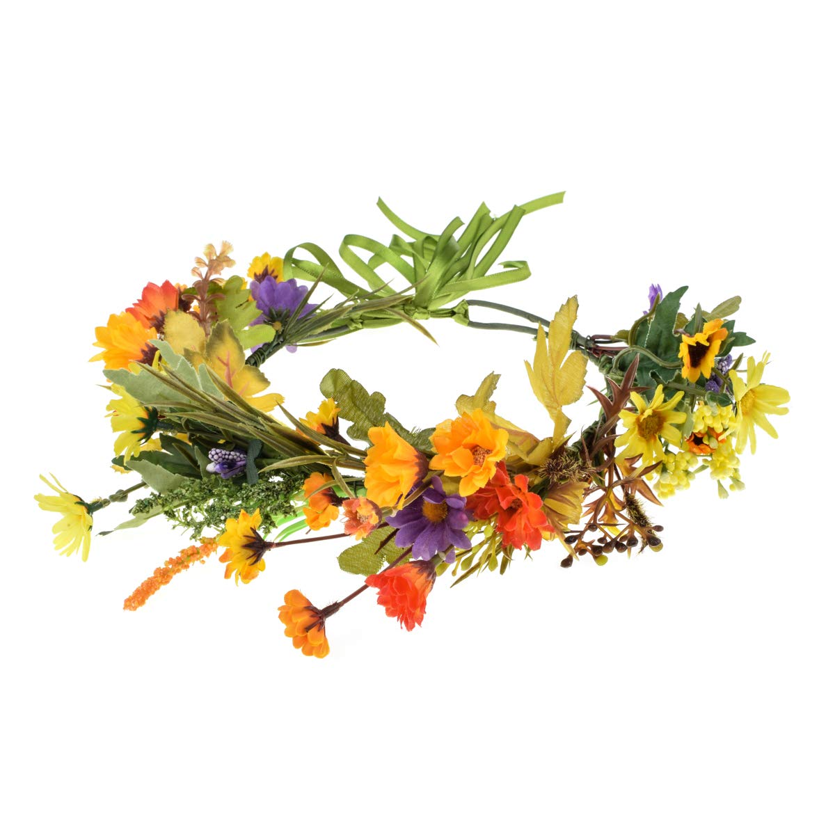 Vividsun Bridal Green Leaf flower Crown Eucalyptus Floral Headband Wedding Festivals Photo Props (A-yellow)