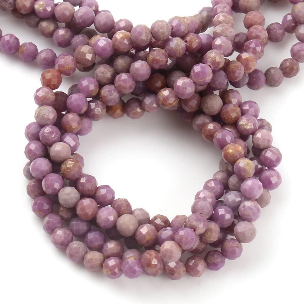 Song Xi 120pcs 3mm Natural Purple Mica Gemstone Beads Faceted Round Loose Stone Beads for Jewelry Making (1 Strand)