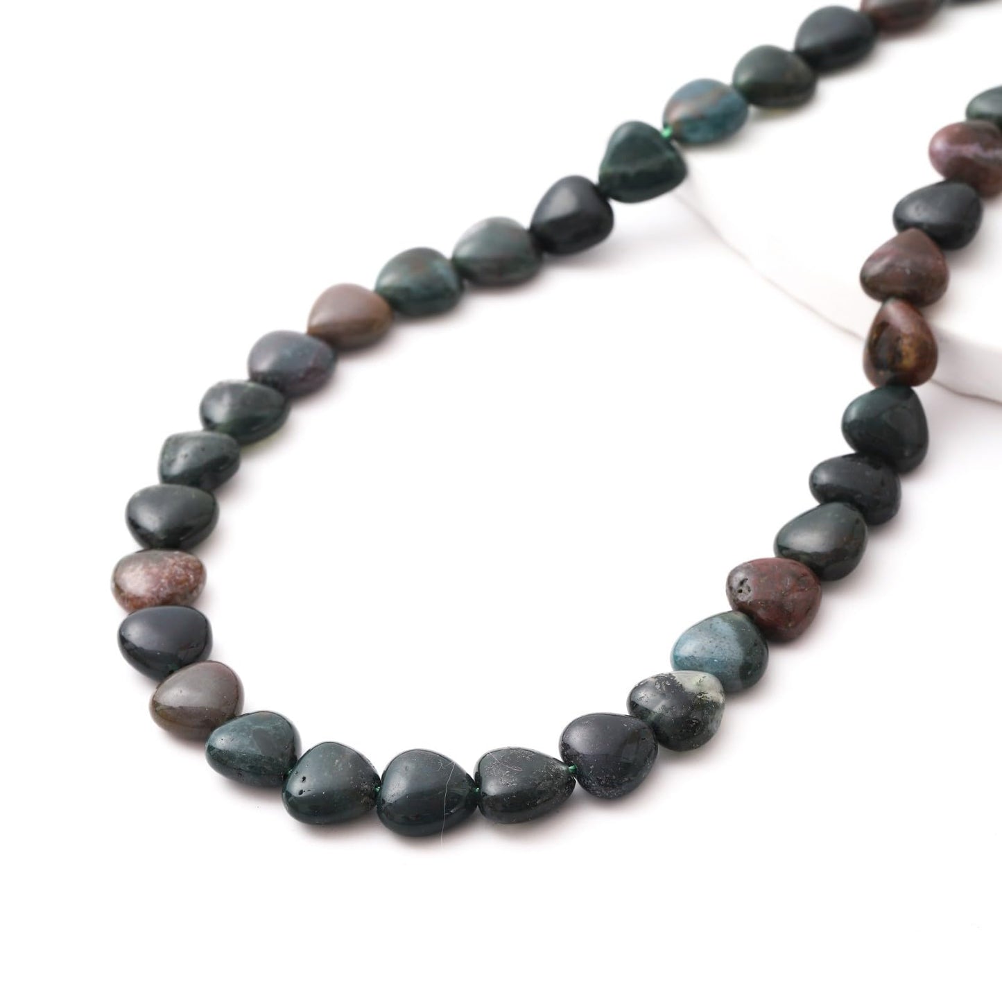Natural Heart Shaped Indian Agate Stone Beads 10mm Loose Crystal Healing Beads for DIY Necklace Bracelet Making Gemstone Craft Supplies