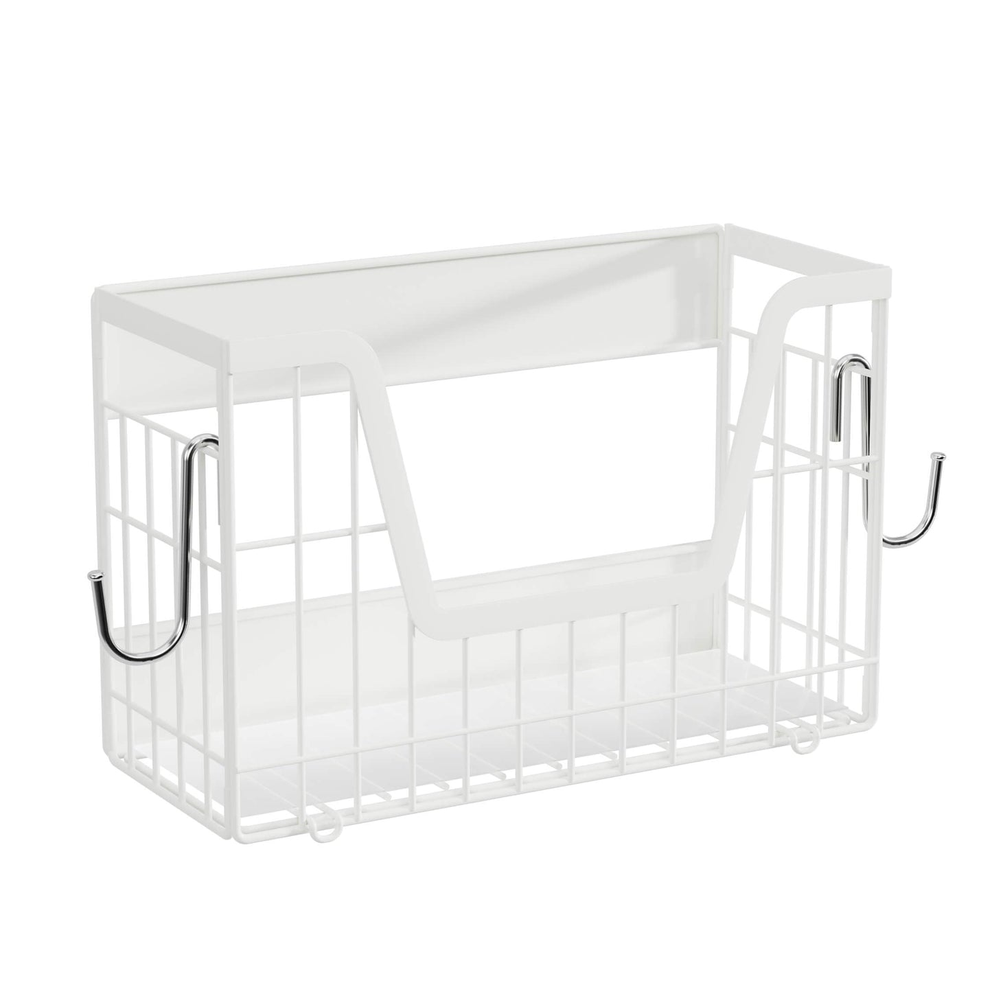 YIWANFW 2 Set Magnetic Fridge Shelf, White Magnetic Fruit Basket for Refrigerator Organizer Storage, Potato and Onion Storage Bins, Wire Baskets Magnet Rack for Laundry Washing Machine Kitchen Shelves