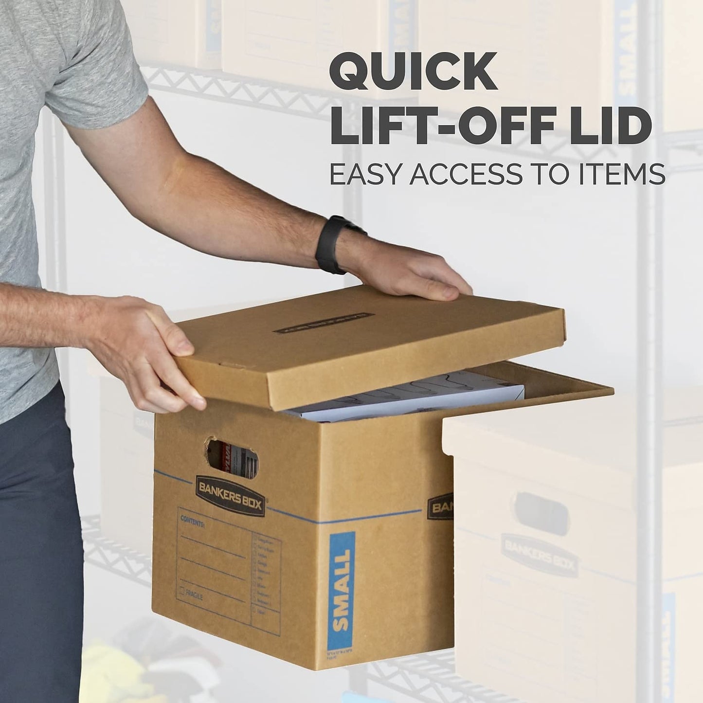 Bankers Box Small Classic Moving Box, 20-Pack, Reinforced Handles, Tape-Free Assembly, 15 x 12 x 10 Inches (7714210)