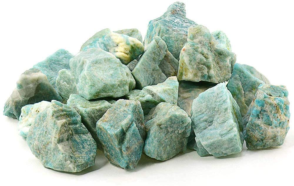 Sawcart Amazonite Rough Raw Natural Crystal Stone 1/2 lb (200–250g) Bulk Green Gemstone for Tumbling Cabbing Wire Wrapping Lapidary Polishing Home Decor Crystal