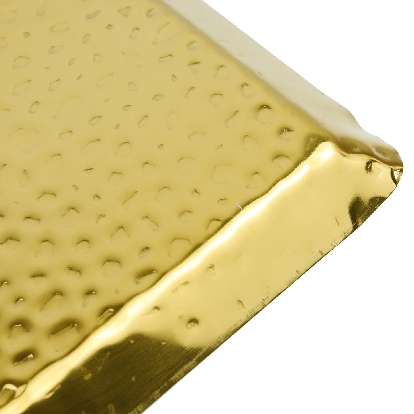 Antrader Hammered Rectangular Platter Serving Tray,Stainless Steel Decorative Storage Tray, Gold (10-Inch by 4-Inch)
