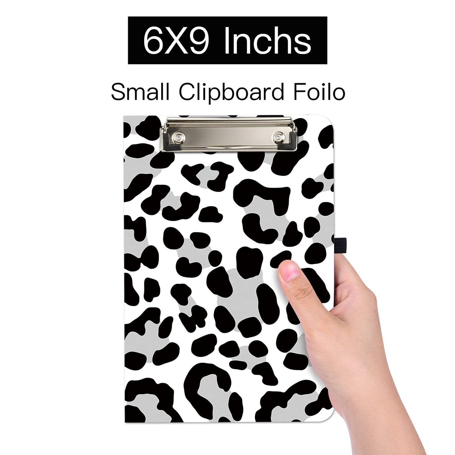 Hongri Mini Clipboard Folio with Refillable Lined Notepad and Interior Storage Pocket for Students, Classroom, Office, Women, Man, Cute Custom Pattern, Standard A5 Size 6 x 9 in, Cream Spots