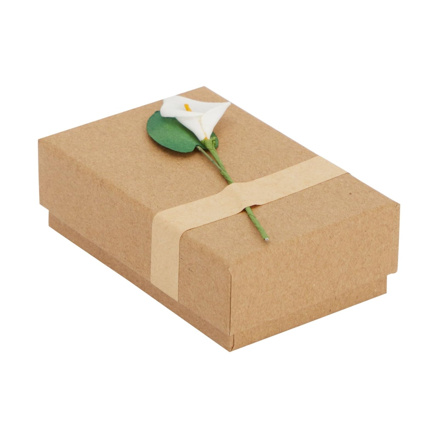Juvale Jewelry Boxes - 12 Pack, 3.5 x 2.2 x 1.2 In, Brown Cardboard - Mini Case With 3D Lily Flower Top & Removable Velvet Foam Pad - Earring & Necklace Boxes Bulk