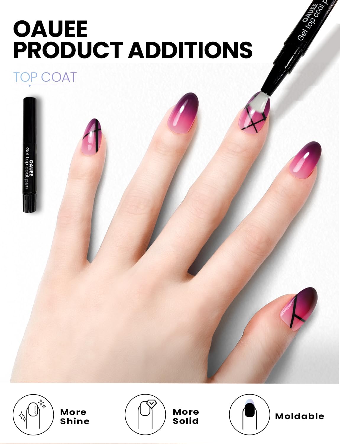 Oauee Semi Cured Gel Nail Strips | Built-In Gel Top Coat | UV Light Required | Salon Quality, Easy Application And Removal (Ethereal Purple Grid）
