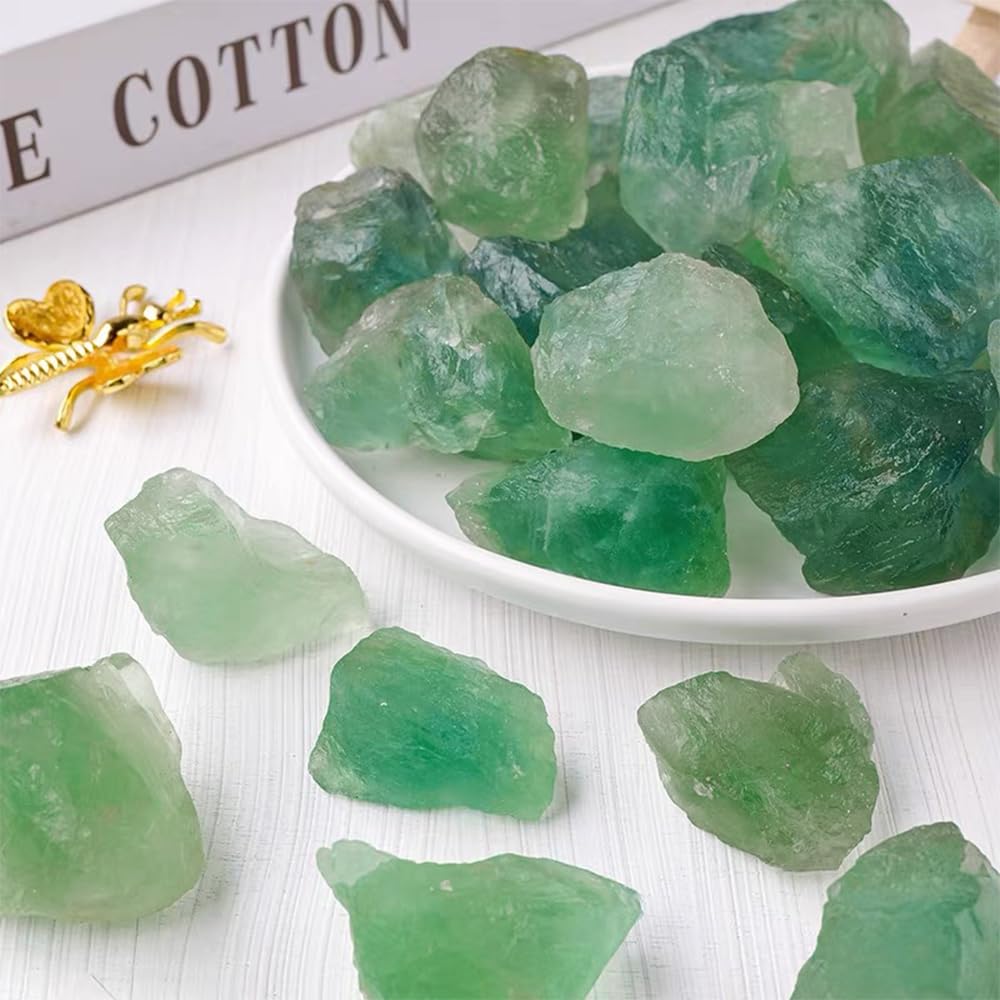 2PCS Natural Raw Stone Healing Crystals Bulk Healing Gemstones for Reiki Tumbling Fountain Rocks Meditation Garden Home Decor (Green Fluorite)