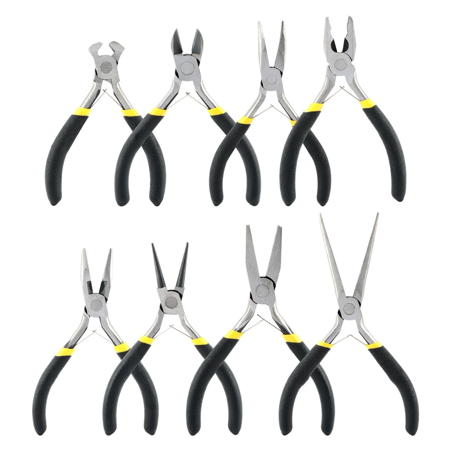 Loyanger Mini Pliers Set, 8pcs Long Nose Pliers with Comfort Grip Handles for Making Crafts, Electronic Repairing & Jewelry, Multi Purpose Jewelry Making Tools, DIY Nippers Repair Tool Kit