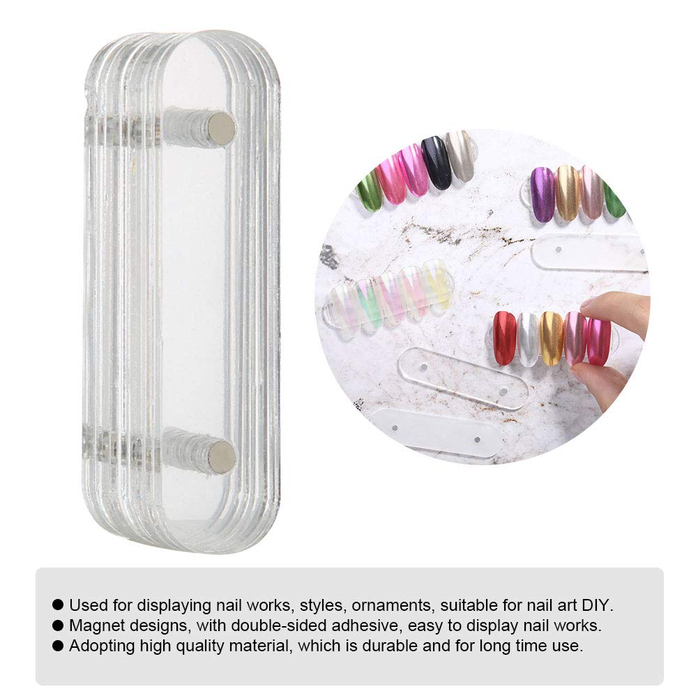10Pcs Nail Art Showing Holder Nail Art Acrylic Strip Magnetic Display Transparent Manicure DIY Nail Salon Accessory Clear Nail Sticks Polish Display(10pcs)