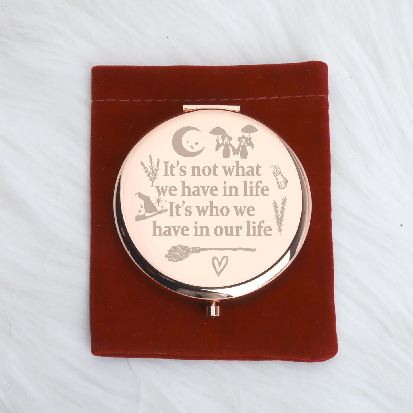 WUSUANED Witch Sister Makeup Mirror Practical Movie Inspired Mirrorr TV Show Fan Gift Magic Witch Gift Witchy Fans Gifts