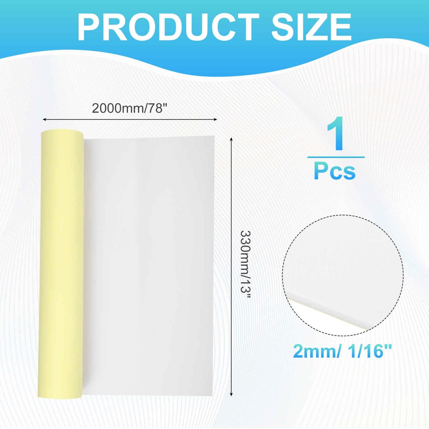 MECCANIXITY 2 Pcs White Foam Sheets, 78"x13"x 1/16" Self Adhesive EVA Foam Roll with Adhesive Backing for Crafts DIY Projects Furniture Protecting Gap Filling
