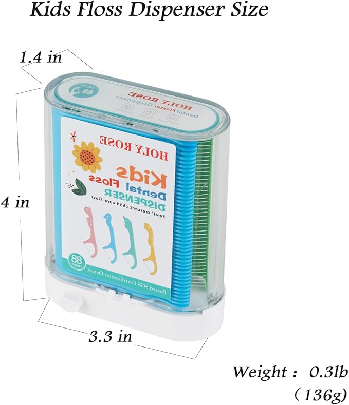 Kids Professional Dental Floss Picks Holy Rose Dental Flossers Dispenser 2Box Suitable for Teenagers,Children,Girls,Boys、Unflavored Floss Sticks,Neat,Hygienic
