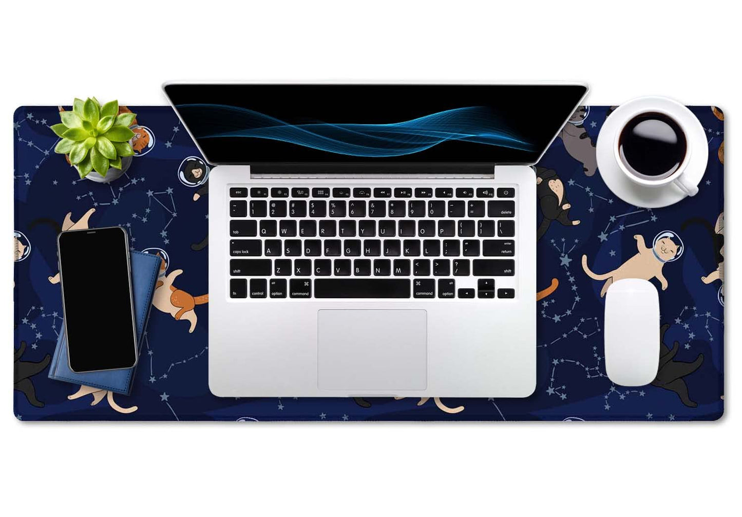 SSOIU Cute Cats & Constellations Desk Mat - Extra Large, XXL Gaming Mouse Pad, 35.5" x 15.7"