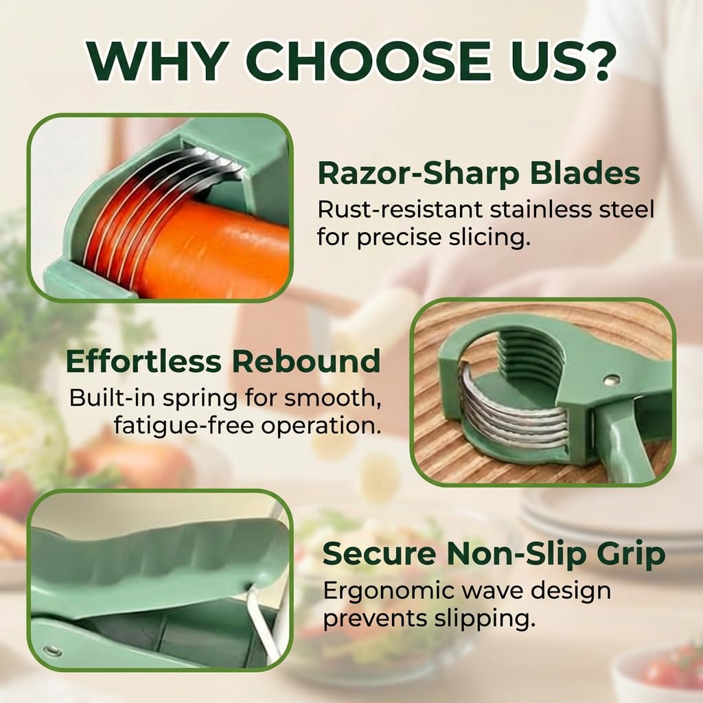 2 Pcs Multifunctional Fruit and Vegetable Slicer with 2 Portable Hooks, 2026 Upgraded Food Manual Slicer, Ideal for Banana, Sausages, Cucumbers, Strawberries, Essential Stuff for Kitchen or Camping