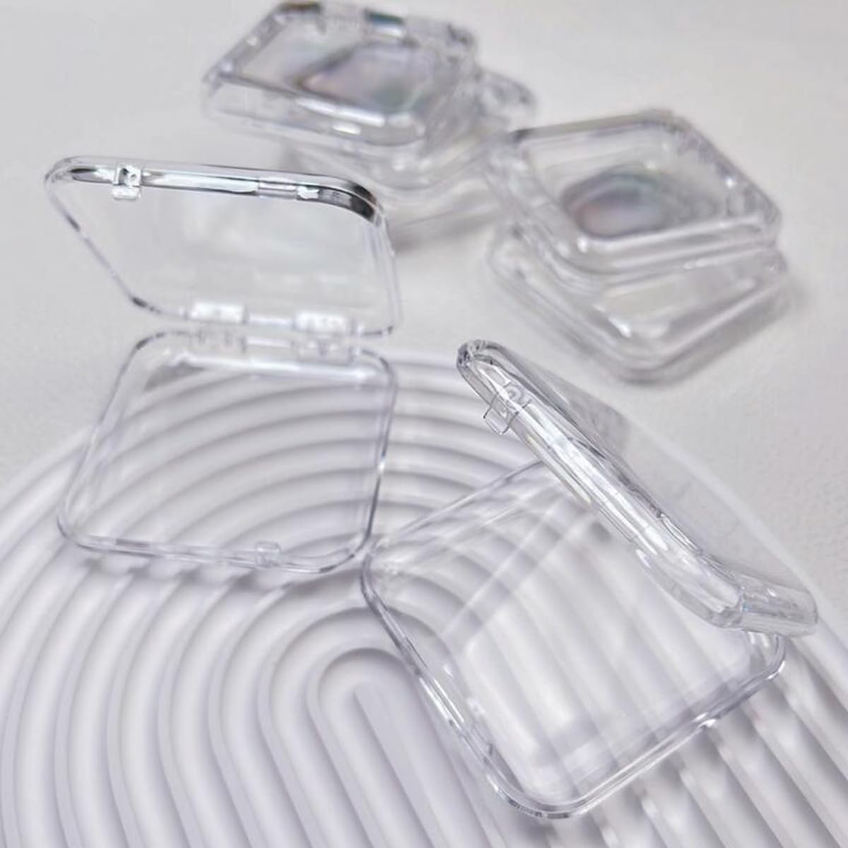 Snadulor 10 Pcs Transparent Press On Nail Storage Box,Fake Nail Display Storage Box for False Nails Home Nail Salon Supplies