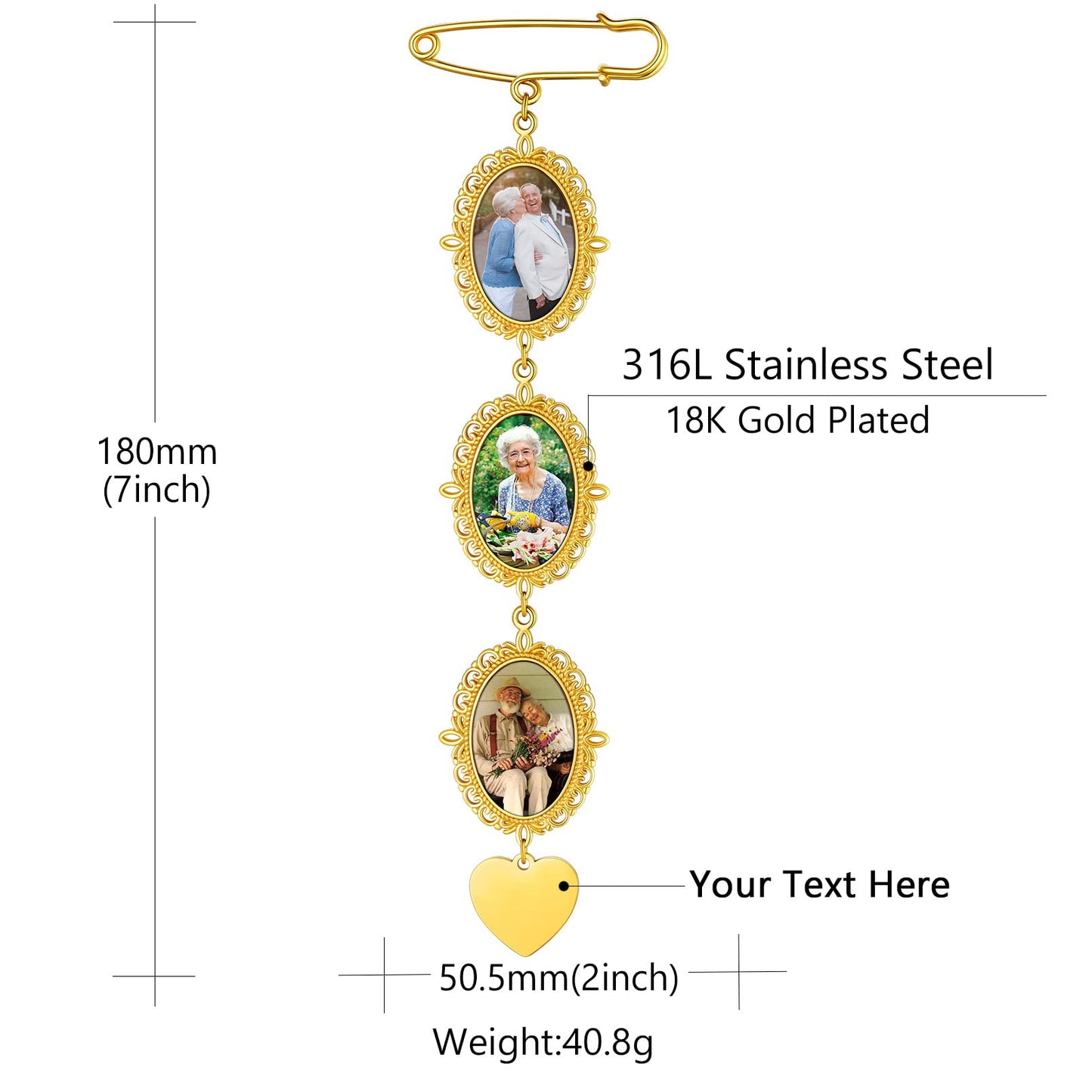 Custom4U Memorial Bouquet Charms for Wedding Custom Photo Pins