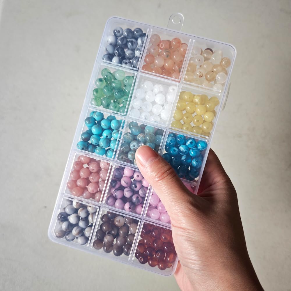 INSPIRELLE Acrylic Beads 450pcs Imitation-Gemstone Round Loose Beads for Jewelry Bracelets Necklace Making