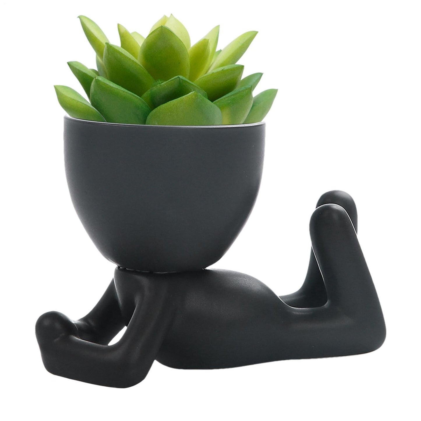 Face Flower Pot Head Planter,Mini Indoor Ceramic Pots with Holes | Realistic Human Shape Indoor for Kitchen, Bathroom, Bedroom, Living Room